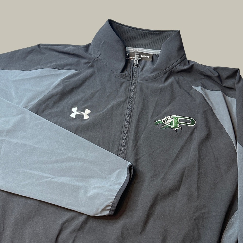 Under Armour Pullover Mens Large 1351319 Black Grey 1/4 Zip Side Vent EXCELLENT